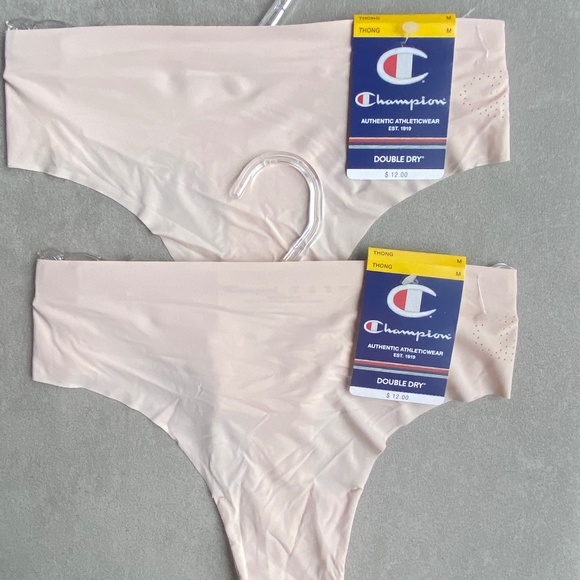 LOT OF 2 CHAMPION DOUBLE DRY Thongs in Blush Color Size Medium NWT - Picture 3 of 11